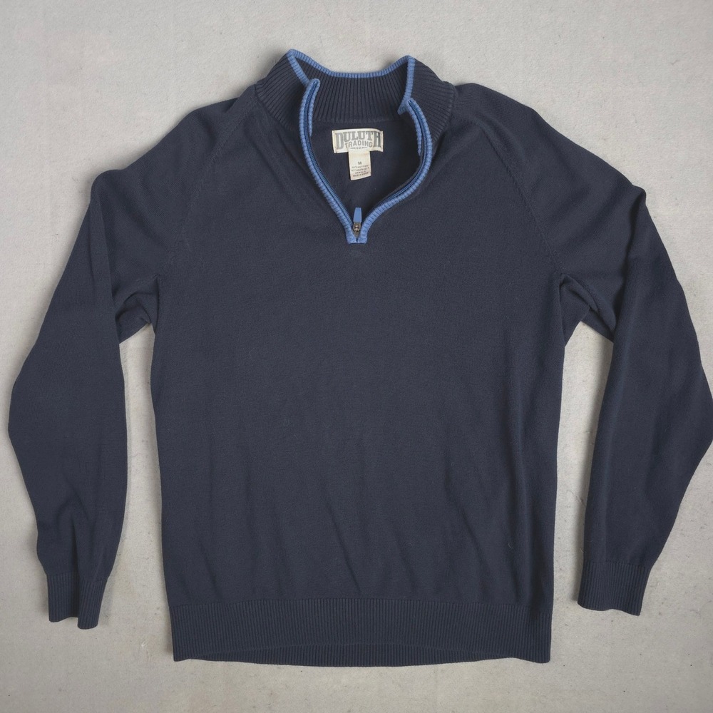 Duluth Trading Co. Quarter Zip Pullover Sweater‎ Cotton Blend Blue M